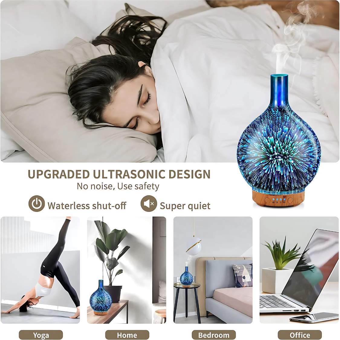 7-Color Glass Humidifier with Ambient Light
