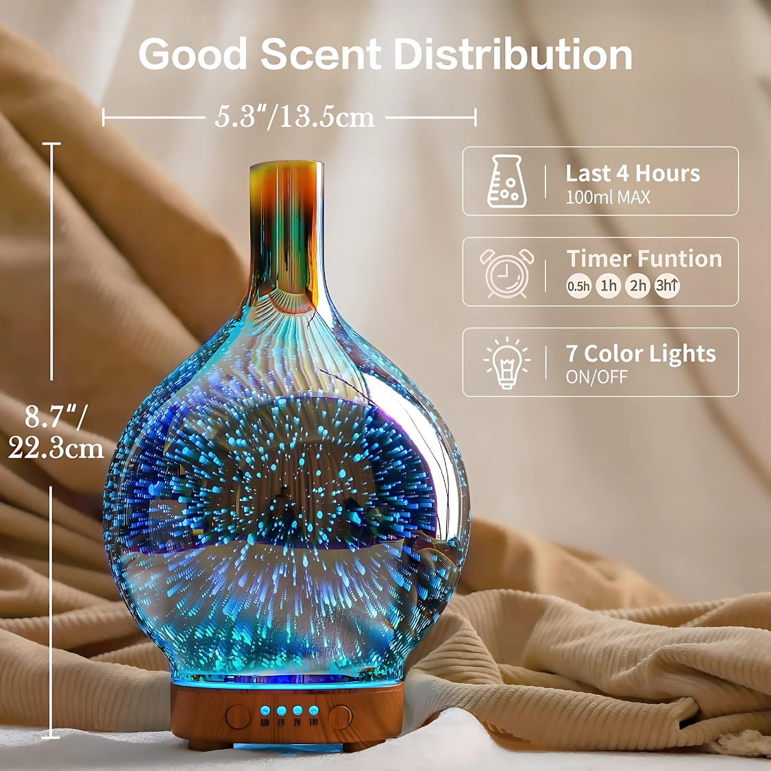 7-Color Glass Humidifier with Ambient Light