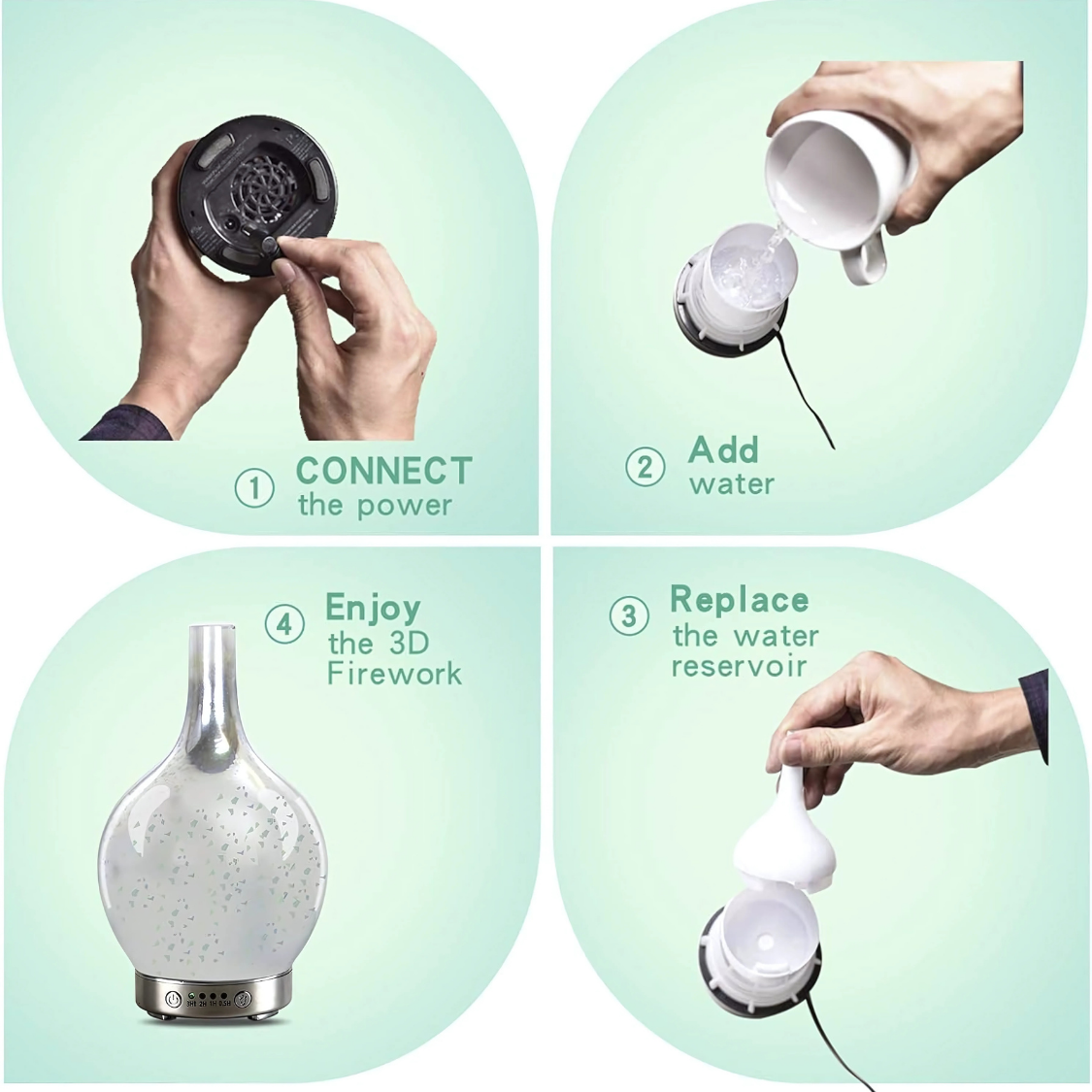 7-Color Glass Humidifier with Ambient Light